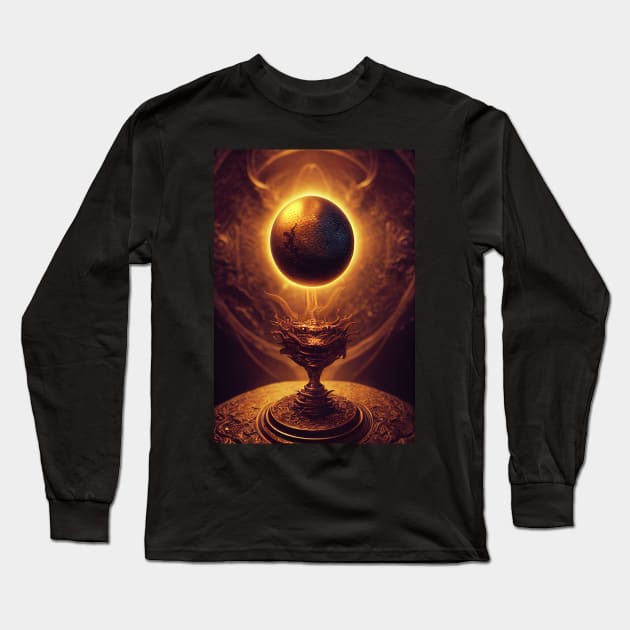 A Dragon Egg suspended above a Goblet Long Sleeve T-Shirt by natural-20s